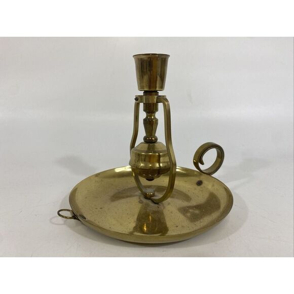 Vintage English Nautical Ship Boat Brass Weighted Swinging Taper Candle Holder - Picture 1 of 10